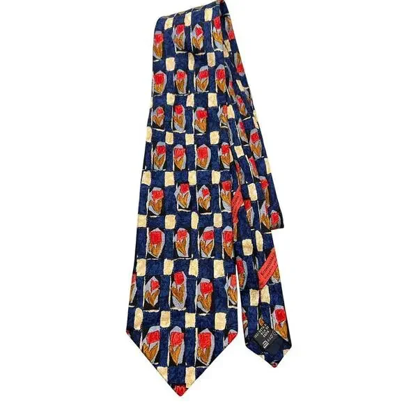 Ermeneguildo Zegna Vintage 100% Silk Abstract Floral Pattern Neck Tie - Picture 1 of 4
